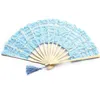 Party Supplies Folding wood lace fan Handmade Cotton laces bamboo Hand Held Fans for Cosplay Dancing Props Wedding Festive Gift SN4088