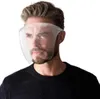 Visière de sécurité en plastique avec cadre de lunettes Couverture complète transparente Masque de protection Anti-buée Bouclier facial Effacer Designer Masques DAP295