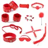 10 pc Bondage Bandage Kit Under Bed Onract Set Miłość Mankiety Różowe Skórzane Shackle Slave BDSM Sex Games Toy R76