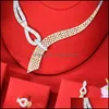 Örhängen Halsband Smycken Satser Godki 4PCS Lyxigt trendigt blandat stort uttalande för kvinnor Bröllop Cubic Zircon Cz African Dubai Bridal Dro