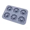 6 Flower Shaped Pudding Mold Silicone Cake Mold DIY Kök Bakningsverktyg 3 Style T500701