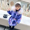 2021 새로운 겨울 아기 ​​소녀 지퍼 파카 재킷 어린이 큰 모피 칼라 방풍 코트 아이 의류 TZ948 H0909
