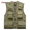 Duży rozmiar S-7XL Męskie Lato Outdoor Fishing Siatka Kamizelka Kurtka Człowiek Jungle Tactical Multi Kieszenie Podróży Pogapia Waistcoats 210923