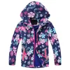 Coat Hooded Windbreaker för Flickor Andningsskydd Skäggar Kids Vindtäta Jackor Barn Vinter Vattentät Hoodie Zipper Ytterkläder