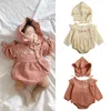 2019 Bambino Primavera Autunno Abbigliamento Neonato Neonata Manica lunga Volant Pagliaccetto Tuta Cappello Cotone Lino Abiti 2 Pz 0-24 M G1221