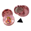 new metal herb grinder 63mm four layer aluminum alloy smoking accessaries beauty printing for tobacco