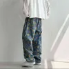 Hip Hop erkek Grafik Baskılı Kot Kadın Sonbahar Moda Pantolon Rahat Boy Kore Streetwear Erkek Pantolon 220115