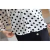 Bahar Moda Yay Yaka Uzun Kollu Gömlek Şifon Polka Dot Kadınlar Bluz Blusas Mujer De Moda Kadın Giysileri 8011 50 210528