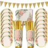 Vaisselle jetable 78 pièces, ensemble Vintage Floral doré, assiette en paille en papier, tasse en papier, décoration de thé pour fête d'anniversaire pour adulte, mariage