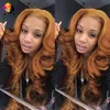 Perruques en dentelle Ginger Blonde Body Wave Transparent Péruvien Avant Cheveux Humains Orange Bouclés Partie 150% Remy