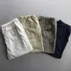 Men's Casual Pants Natural Cotton Linen Trousers White Linen Elastic Waist Straight Pants Beach Loose Trouser 210601