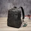 Fashion Gray Leather Laptop Backpack for Men Usb Travel Business Back Bag Student School Leather Bookbag Waterproof Bags Male