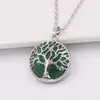 Pendentif arbre de vie en pierre naturelle colorée, Agate oeil de tigre, chaîne en argent, bijoux pour cadeau