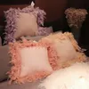 45cm高品質のリアルフェザー枕カバークッションカバーソイルドカラーラグジュアリーバックケースlumbar枕の家の装飾クッション/装飾