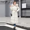 Coréen cordon Slim Fit femmes Parkas décontracté à capuche coton manteau Double poches mode hiver vestes 210422