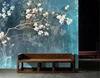 Wallpapers Milofi Custom 3D Mural Wallpaper Retro Hand-painted Magnolia Flower Background Wall Nordic Blue Elegant Oil Painting