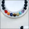Jewelry Black Natural Stone Beads 8 Mm 7 Chakra Ncing Healing Buddha Bracelet Woman Man Bracelets Prayer Yoga Reiki Bijoux Beaded, Strands D