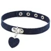 Corazón colgante collar gótico Denim gargantilla Collar botón ajustable mujeres collares collar joyería de moda