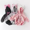 Autumn Winter Infant Baby Girls Rompers Clothes Bodysuit Big Bowknot Long Sleeve hooded Thicken 210429