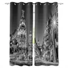 Curtain & Drapes Night City Black White Print Curtains For Living Room Cortinas Kids Boy Girl Bedroom Window Treatments