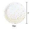 Wegwerp etenswaren jubileum Bronzing Golden Dots Party servies Set Supplie Tissue Paper Tray voor Baby Shower Verjaardag