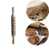 Kerst Ontwerp Houten Rolling Pins Gegraveerde Embossing Roller voor Cookies Noodle Biscuit Cake Fondant Bakvormen Rolling Pin 211008