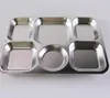 27*38cm Stainless Steel Fast Food Tray Restaurant Hotel Service 6-Grid Rectangular Dish Kitchen Canteen Dining Plate
