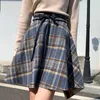 Kjolar Höst Vinter Kvinnor Kjol Woolen Cloth Plaid Short Preppy Style A-Line Fashion Casual Kvinna 2021