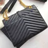 7A Fashion chevron quileted chain envelope bag black women shoulder crossbody handbag calfskin French official original imported leather