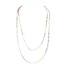 Lii Ji Rainbow Sapphire Ruby Emerald Natural Gemstone 925 Sterling Silver Handmade Knitting Long Delicate Necklace Approx 125cm Chains