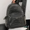 borse da uomo personalità rivetpunk zaino crocodilepattern moda studente borsa street hipster coccodrillo modello rivetbag