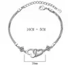 925 Sterling Sier Double Layer Box Chain Heart Charm Armband Bangle för Kvinnor Eleganta Bröllop Smycken SL081