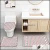 Aessories Home & Gardenred Black Wave Dot Pattern Bathroom Set Durable Fabric Waterproof Shower Curtain Rug Carpet Toilet Lid Er Bath Mat Cu