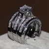 Fine Biżuteria Księżniczka Cut 20 cz Cz Diamond zaręczynowy Zestaw Pierścień Wedding Pierścień dla kobiet 14KT BIAŁY ZŁOTE PICKIE PIELĘCI