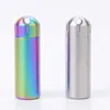 Rökning Färgglada Rainbow Mini Rostfritt Stål Dry Herb Tobak Stash Case Portable Storage Box Snuff Snare Sniffer Tank Pill Bottle Seal Vattentät DHL Gratis