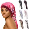 Långt hår sömn hatt blommig wrap night cap hair care bonnet elastiska bredband kvinnor satin hatt hårvård huvudbacke