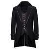 Rétro Tailcoat Hommes Costume Veste Revers Faux Deux Pièces Gothique Steampunk Manteau Hommes Smoking Victorien Cosplay Hommes Hirondelle Uniforme 2XL 210524