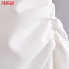 Tangada женские набор ретро женский элегантный белый свободный урожай рубашки и совпадение MIDI юбка 3H545 210609