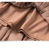 Gaganightシフォンの女性ロングスカートソリッドライン弾性ハイウエストプリーツ夏ファッションスイング日本のスカートプラスサイズ210519