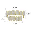 18K Oro Reale Punk Hiphop Zircone Cubico Denti da Vampiro Fang Grillz Bocca Dentale Griglie Bretelle Dente Cap Rapper Gioielli per Cosplay P9810369