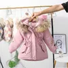 2020冬の女の子のコート子供服刺繍花袖の子供たちのジャケット暖かいアウターウエアフード付きベルベットパーカージャケットH0909