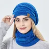 Bonnet/crâne casquettes mode femmes hiver Skullies bonnets ensemble chaud bonnet tricoté thermique chapeau femme extérieur doux couverture écharpe