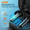 Écouteurs Bluetooth 5.0, casque d'écoute pour sport en plein air, affichage LED avec micro, boîte de chargement, étanche 9D, sans fil