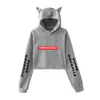 Piper Rockelle Merch Crop Top Hoodie Hip Hop Streetwear Kawaii Cat Ear Harajuku Croped Sweatshirt Pullover Tops Ropa Mujer4629388