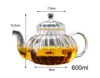 600ml Striped pumpkin shape flower teapot Glass Teapot with Infuser Tea Leaf Herbal Heat Resistant Pot Flower TeaCup 210813