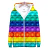 Felpe con cappuccio da donna Felpe con cappuccio a maniche lunghe con zip Fidget Felpa per adolescenti Anime Felpa oversize Pullover Donna Streetwear Arcobaleno carino