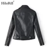 High Street PU Faux Leather Jacket Women Solid Long Sleeve Stylish Coat Female Pocket Zipper Decorate 210508