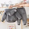 Baby Winter Clothes Cartoon Girls Clothing Coat Vest Pants Costumes For Girls Thick Warm Children's Tracksuit 210412