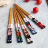 Chopsticks Creative Chinese Set Family 5 Par of Solid Wood Bamboo Housely Non-Slip