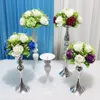Bröllopsbord dekoration Centerpieces Candlestick med konstgjord blomma bollbukett för fest DIY prydnad 2st
